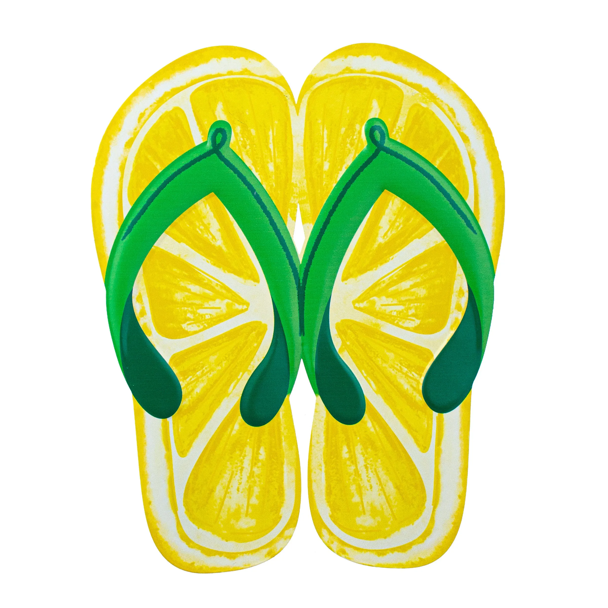 12" Embossed Metal Hanger: Lemon Flip Flops