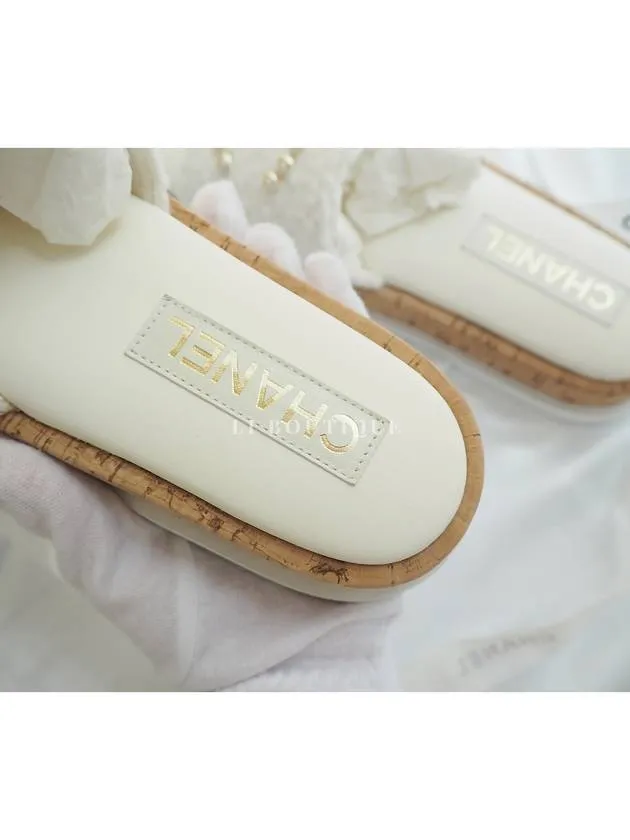 24 CC Logo Pearl Tweed Slippers Mule Ivory G45575