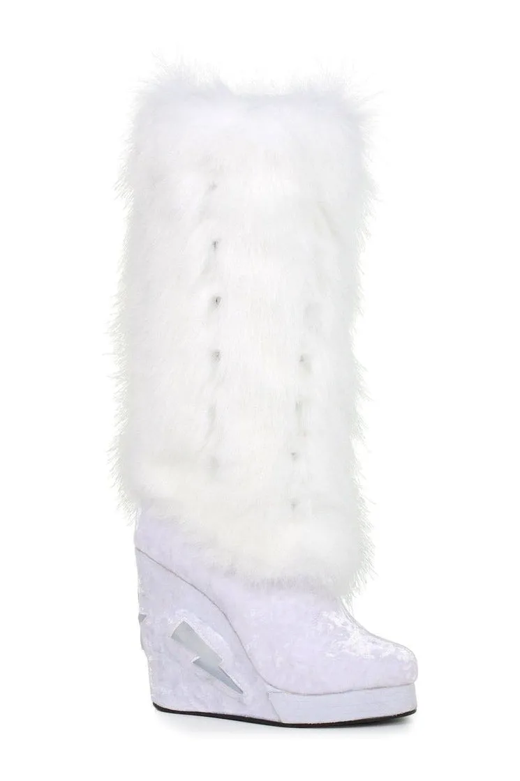 455-HAPPY Light Up Festival Boot | White Velvet