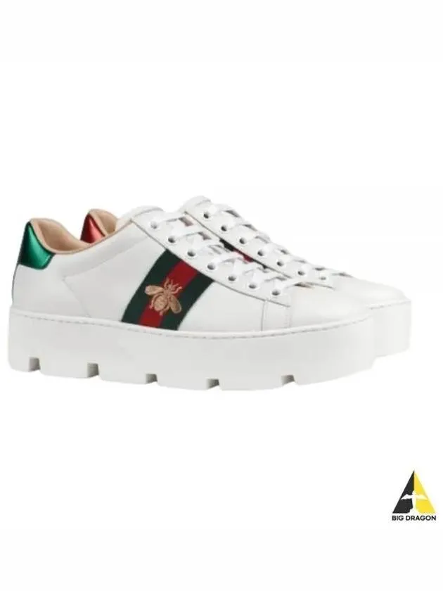 Ace Embroidered Bee Platform Low Top Sneakers White