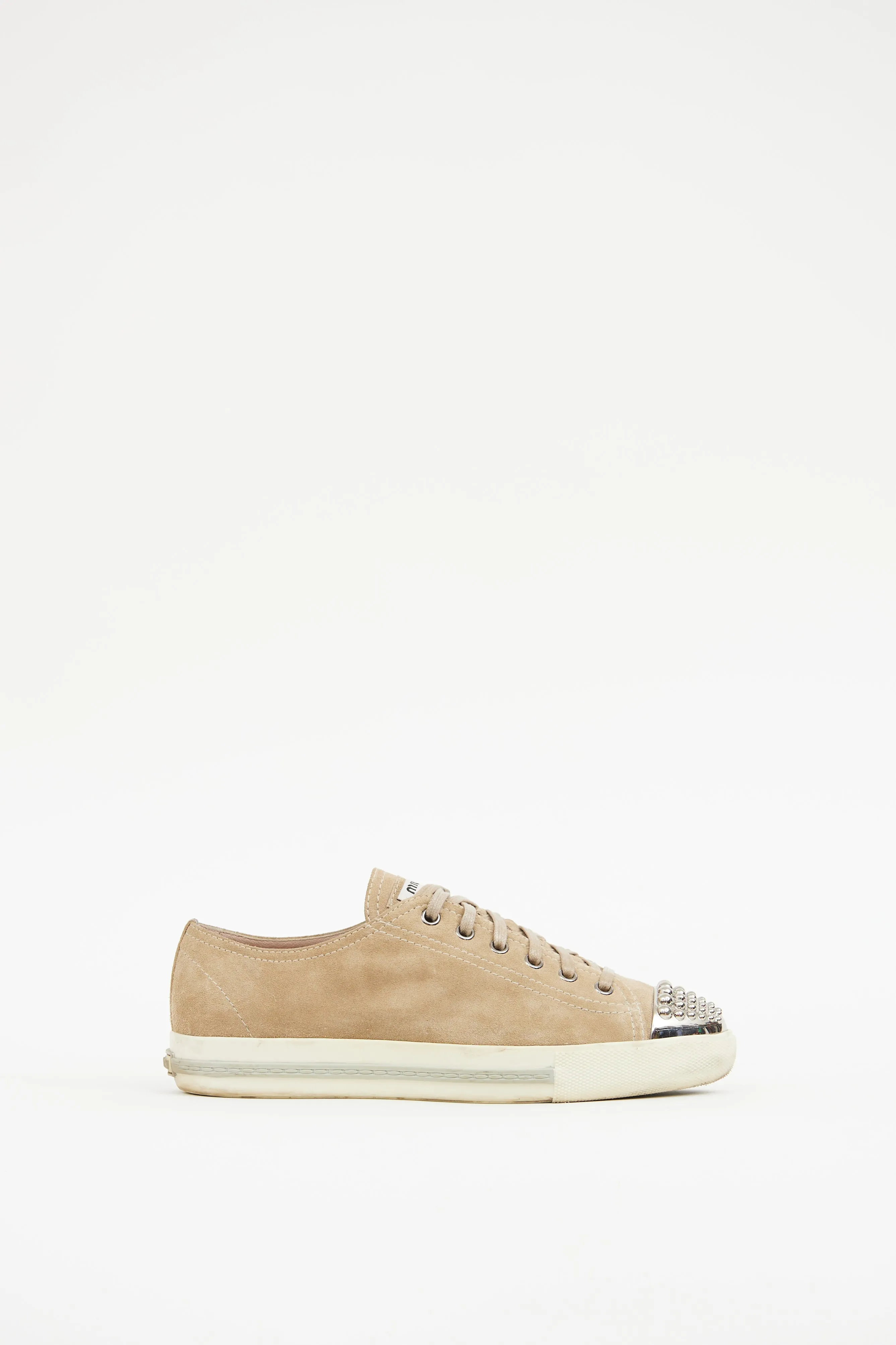 Beige & Silver Toe Cap Sneaker