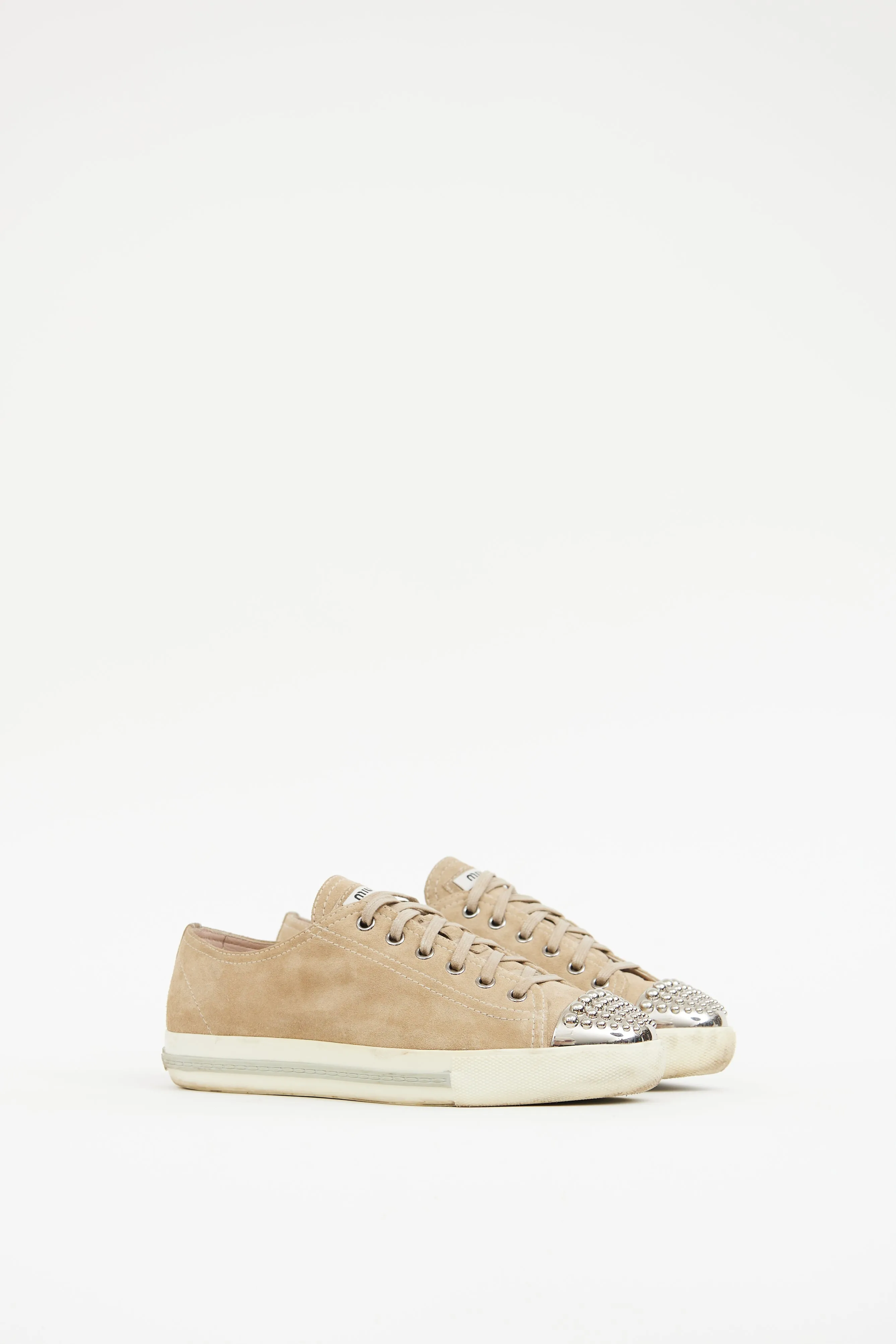 Beige & Silver Toe Cap Sneaker