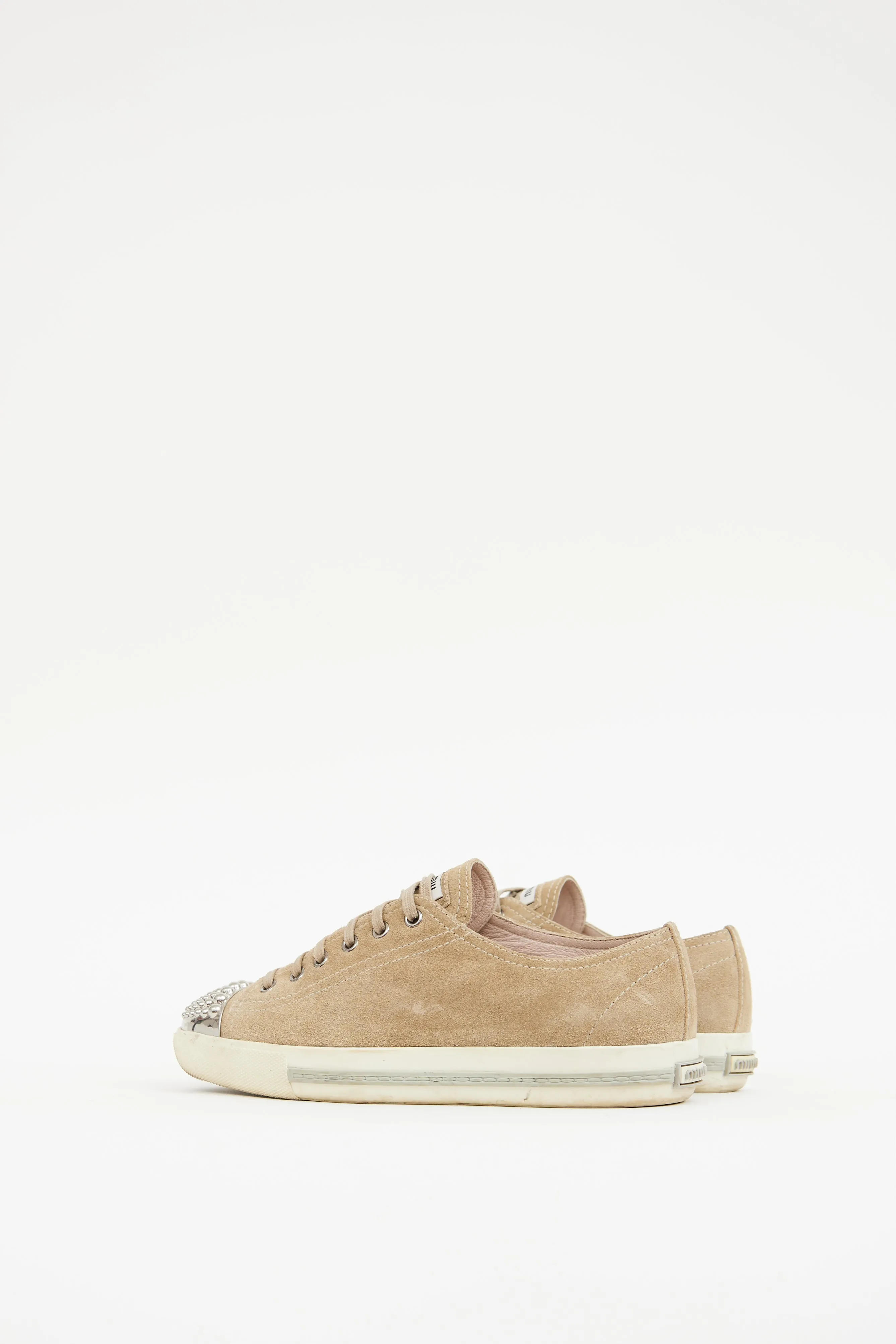 Beige & Silver Toe Cap Sneaker