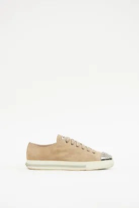 Beige & Silver Toe Cap Sneaker
