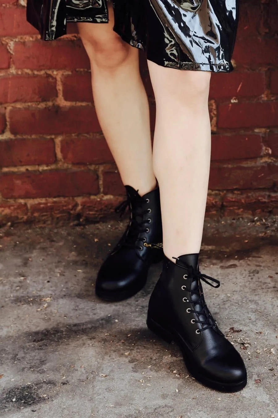 'Blaze' vegan apple-leather 🍏 lace-up boot by Good Guys Don't Wear Leather - black