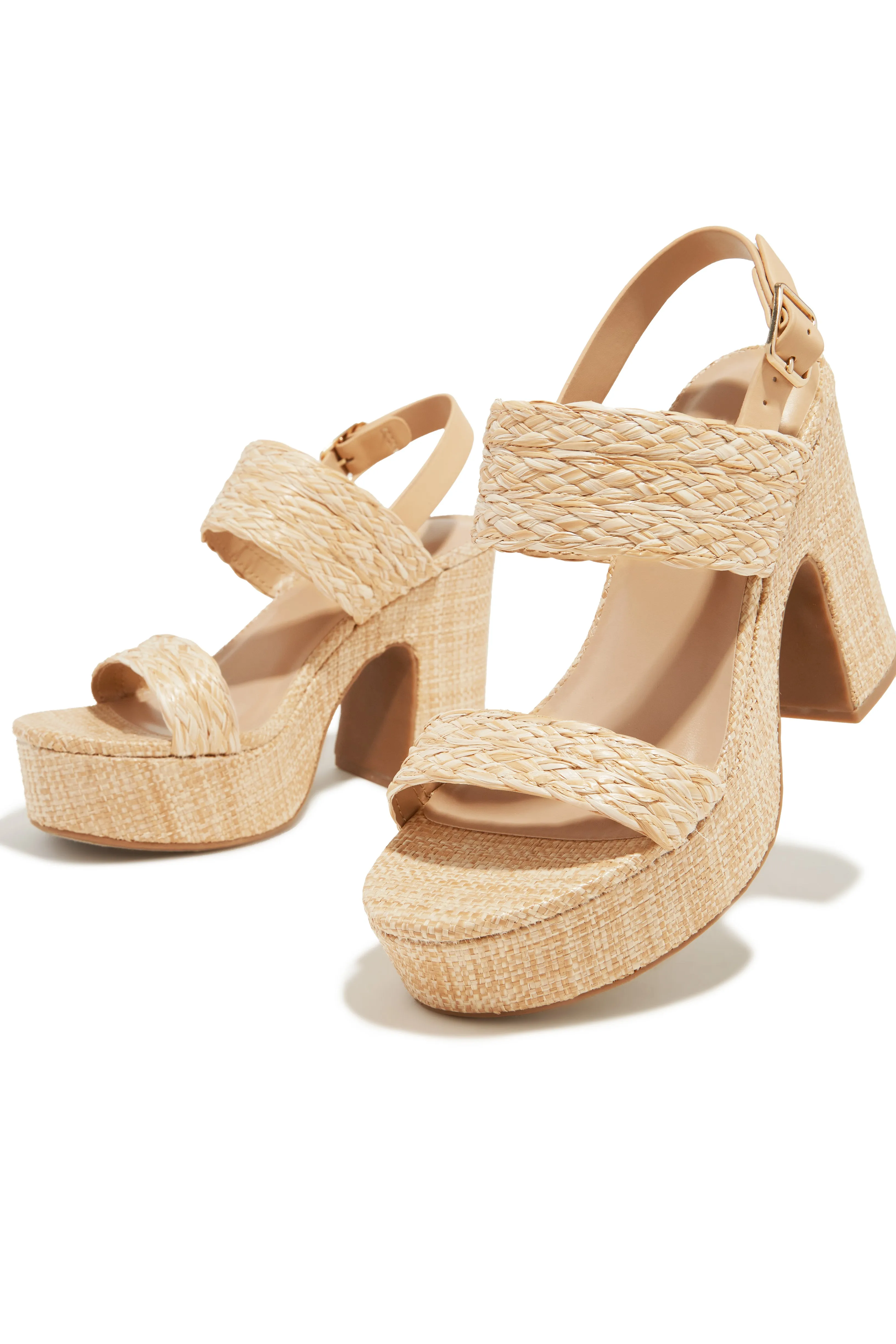 Chelsea Platform Block Heels - Natural