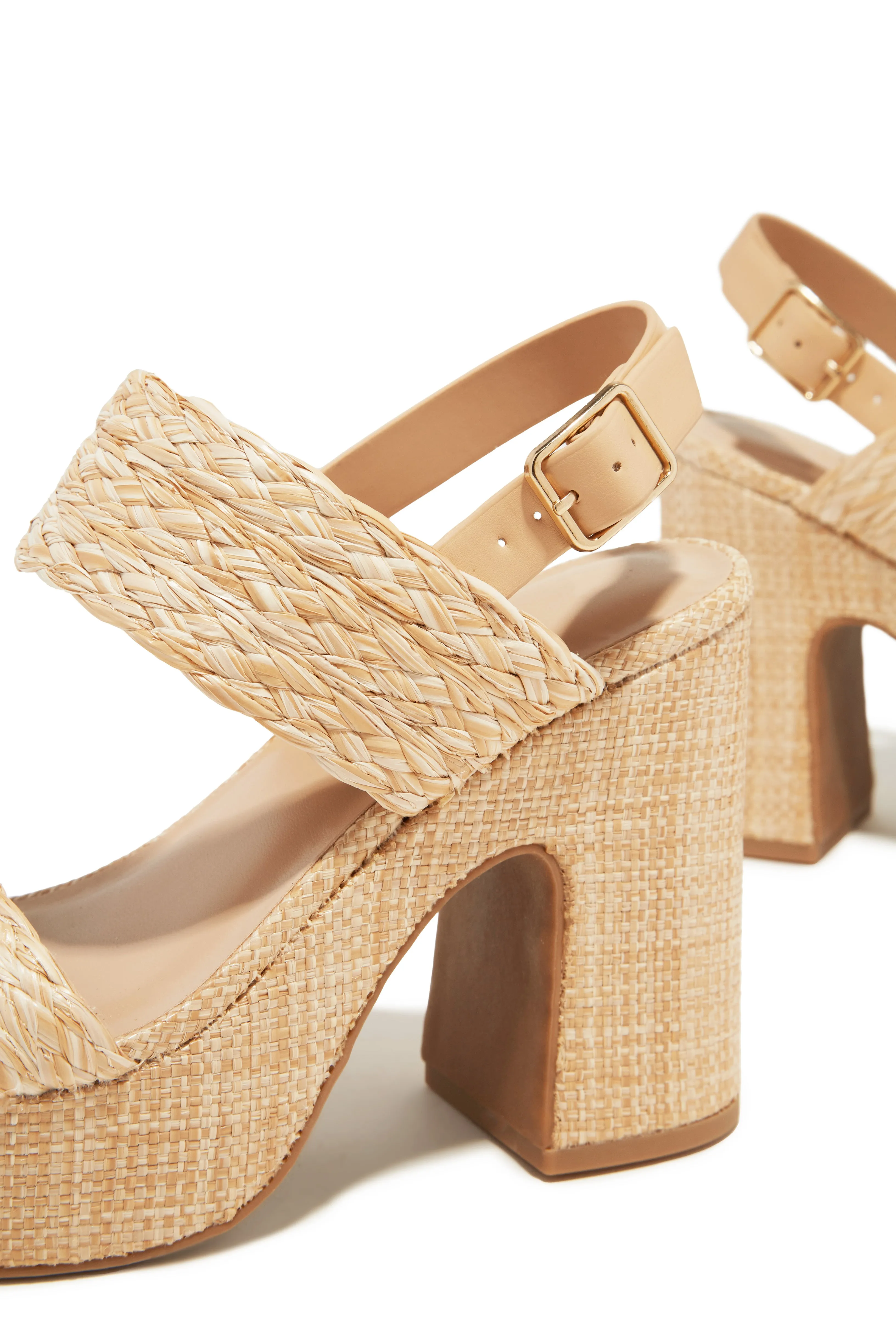 Chelsea Platform Block Heels - Natural