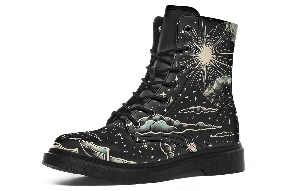 Dawn Star Boots - Vegan Leather Doc-Style Boots with Durable Stitched on Soles