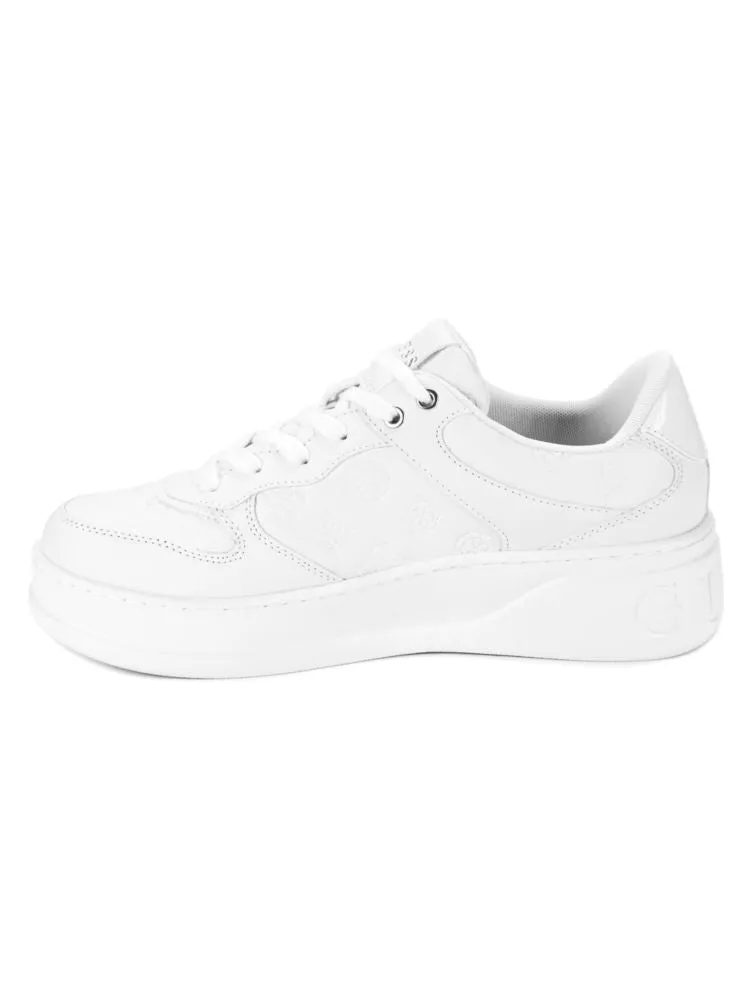 Guess Logo Embossed Platform Sneakers, White