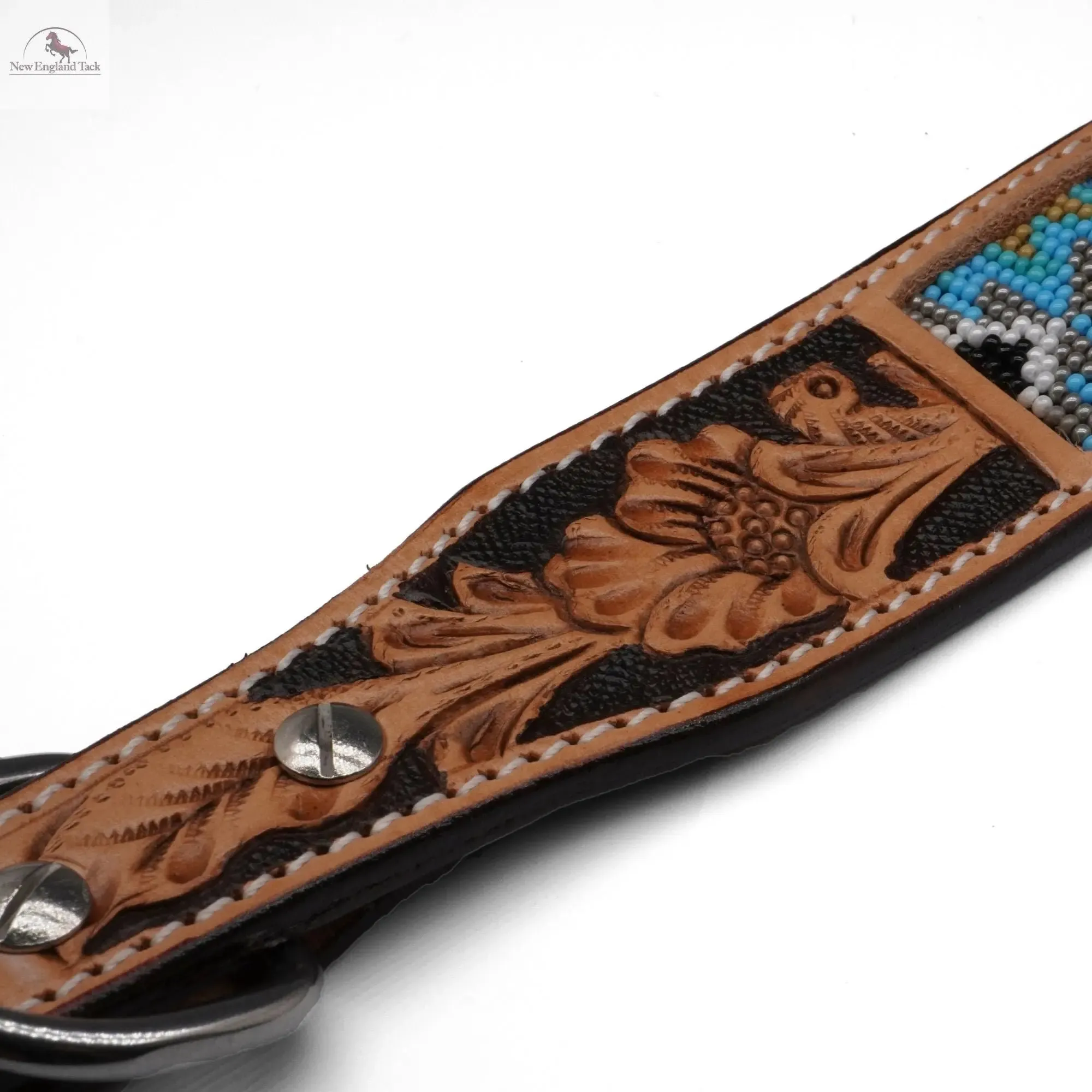 Handcrafted Argentinian Leather Dog Collar with Floral Tooling - Premium Quality