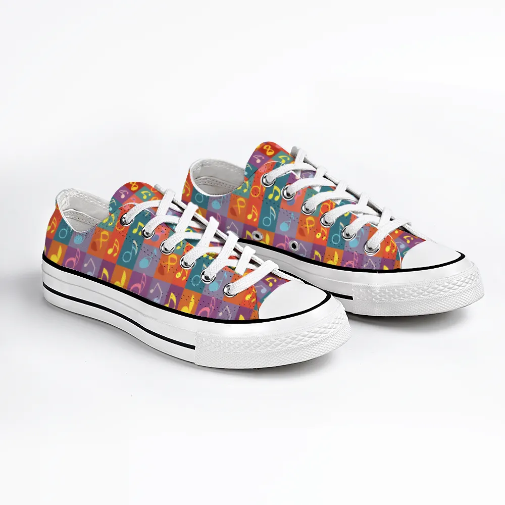 Musical Pattern Collection - Unisex Low Top Canvas Shoes