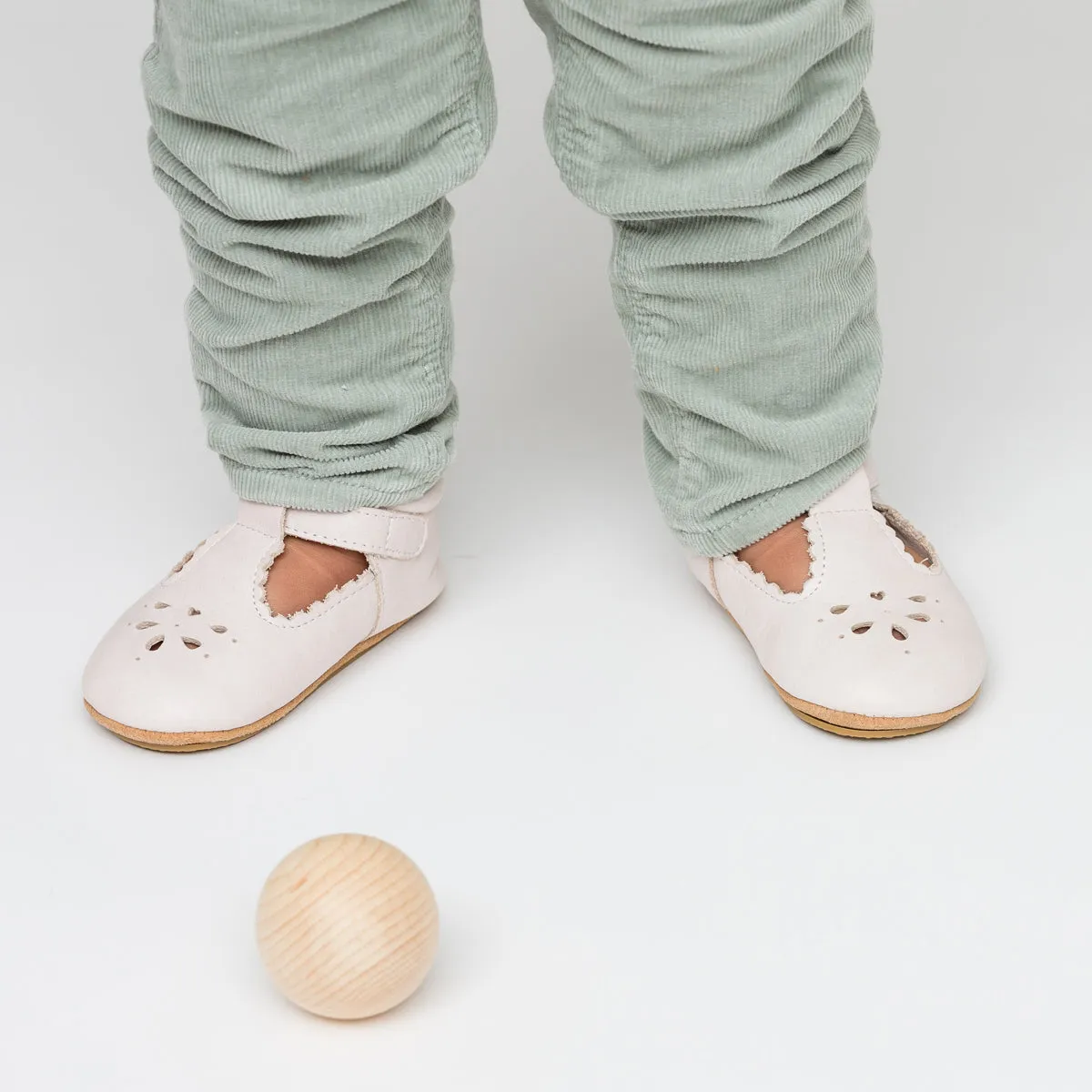 Pretty Brave Leather Baby Morgan Shoes - Stone