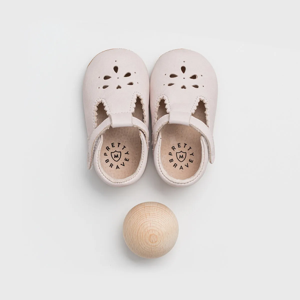 Pretty Brave Leather Baby Morgan Shoes - Stone