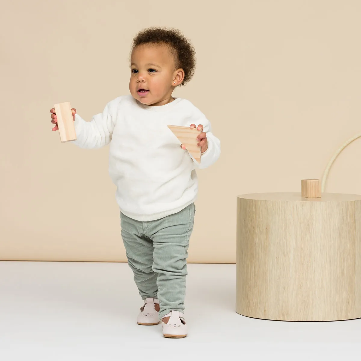 Pretty Brave Leather Baby Morgan Shoes - Stone