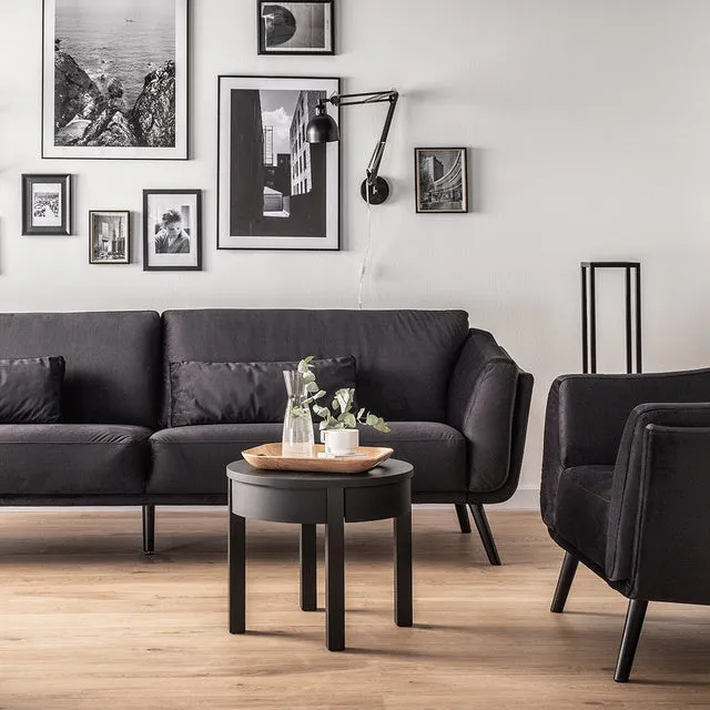 Simple High Coffee Table Black - 54cm Diam.