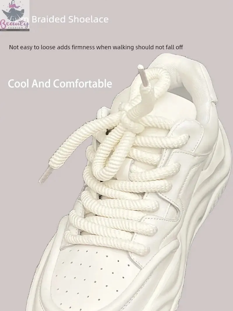 Top Layer Cowhide Men's Shoes New White Shoes Easiest for Match Trendy Shoes Platform Height Increasing Shoes Athleisure Dad Shoes Bread Shoes