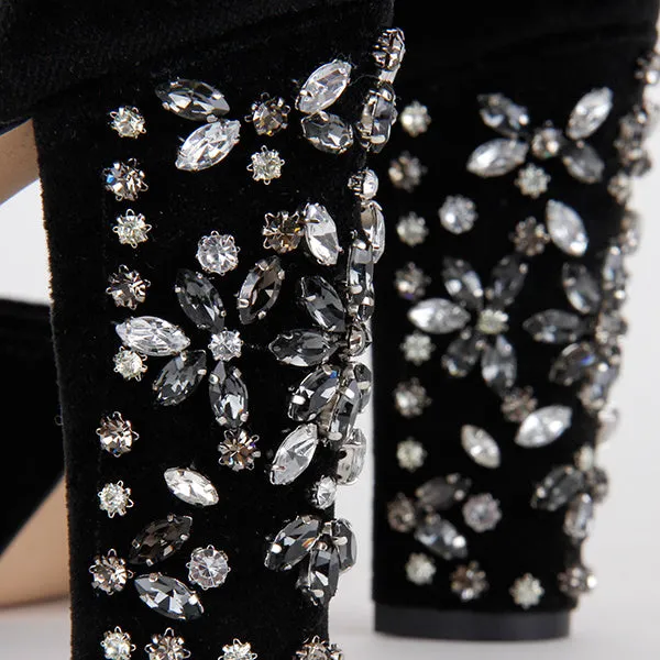 *UK size 2 - BO STONE -  blck, 10/2cm heels