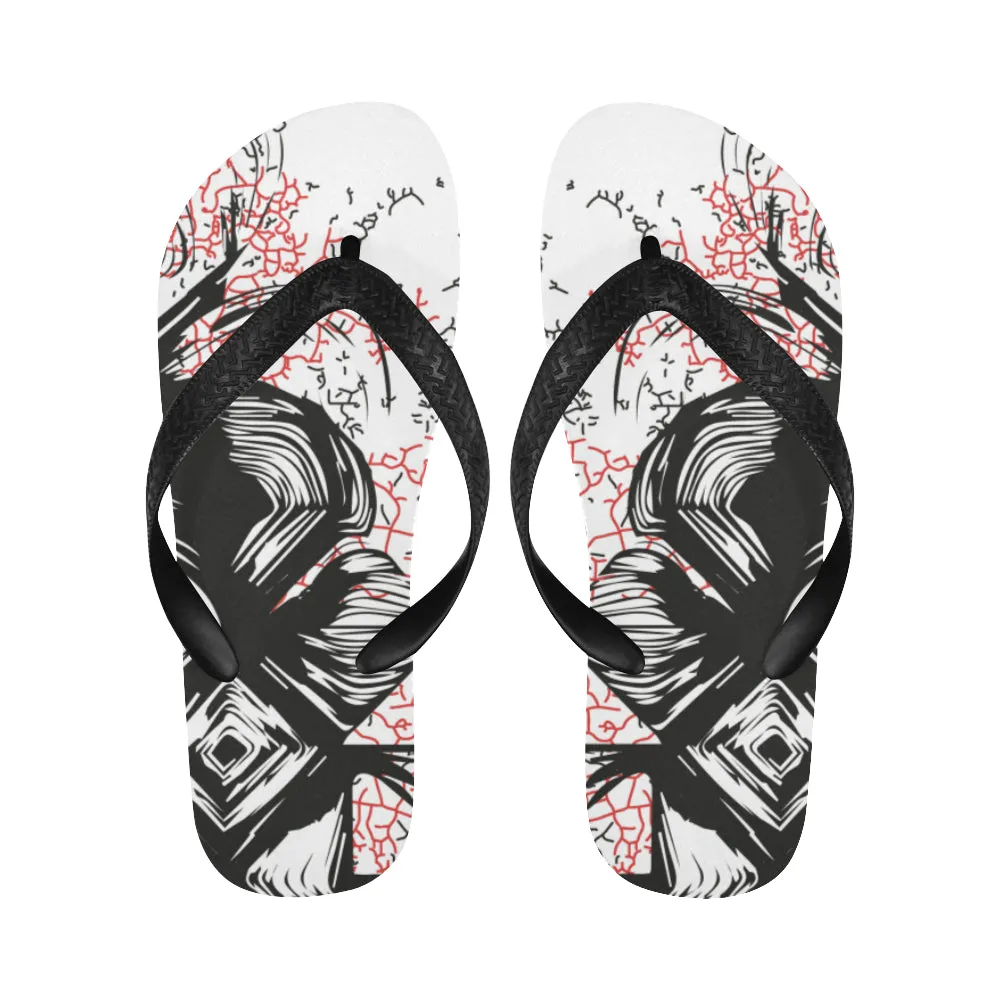 Unisex Mystic Black Doodle Print Flip Flops